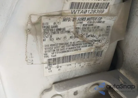 2011 Ford F-250 Xl from USA, damaged, VIN 1FT7W2B65BEC00016